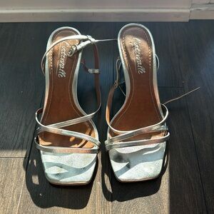 *SOLD*Silver color sandal heels -
